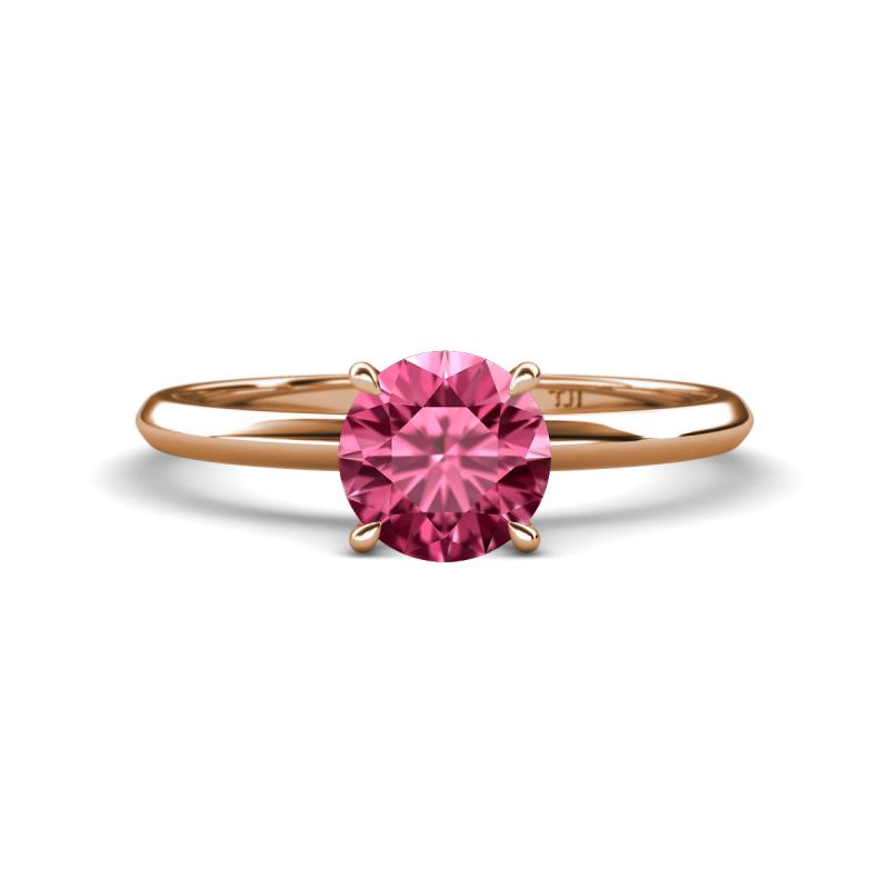 Elodie 6.50 mm Round Pink Tourmaline Solitaire Engagement Ring 