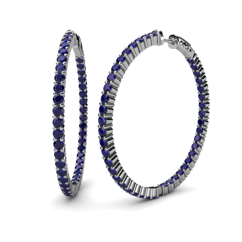 Carisa 6.45 ctw (2.70 mm) Inside Outside Round Blue Sapphire Eternity Hoop Earrings 