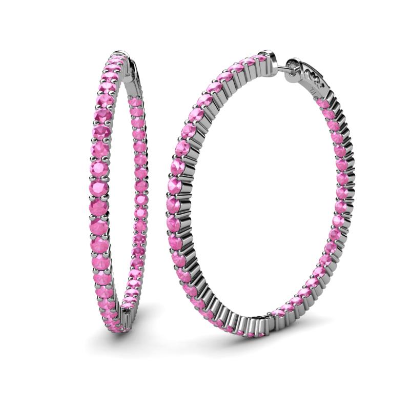 Carisa 6.45 ctw (2.70 mm) Inside Outside Round Pink Sapphire Eternity Hoop Earrings 