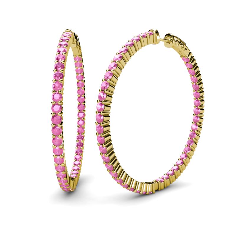 Carisa 6.45 ctw (2.70 mm) Inside Outside Round Pink Sapphire Eternity Hoop Earrings 