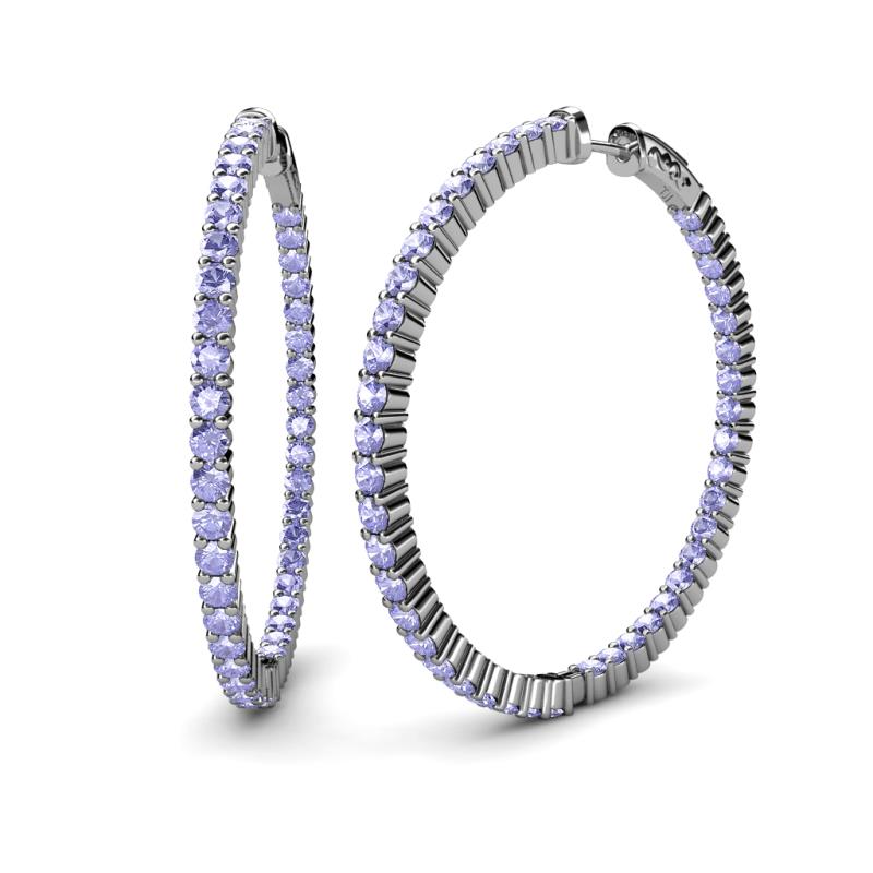 Carisa 6.45 ctw (2.70 mm) Inside Outside Round Tanzanite Eternity Hoop Earrings 