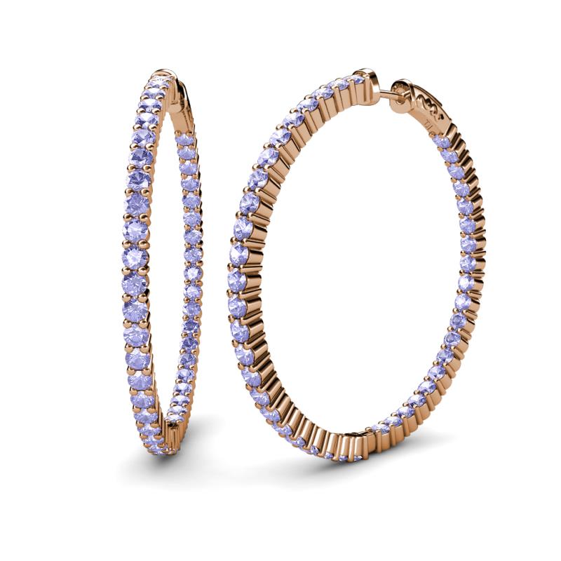 Carisa 6.45 ctw (2.70 mm) Inside Outside Round Tanzanite Eternity Hoop Earrings 