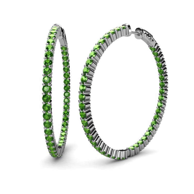 Carisa 7.22 ctw (2.70 mm) Inside Outside Round Green Garnet Eternity Hoop Earrings 