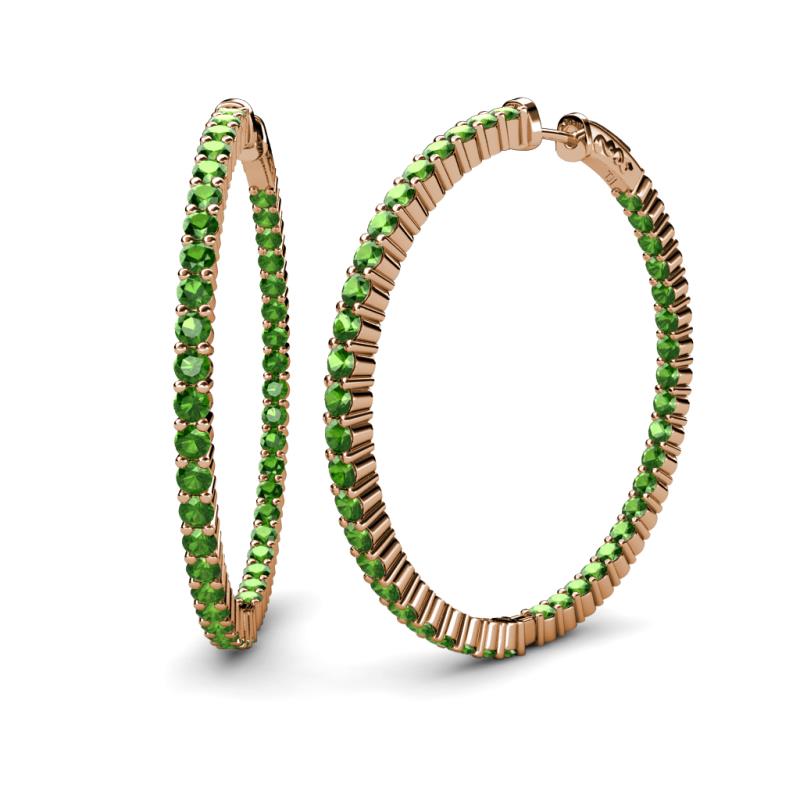 Carisa 7.22 ctw (2.70 mm) Inside Outside Round Green Garnet Eternity Hoop Earrings 
