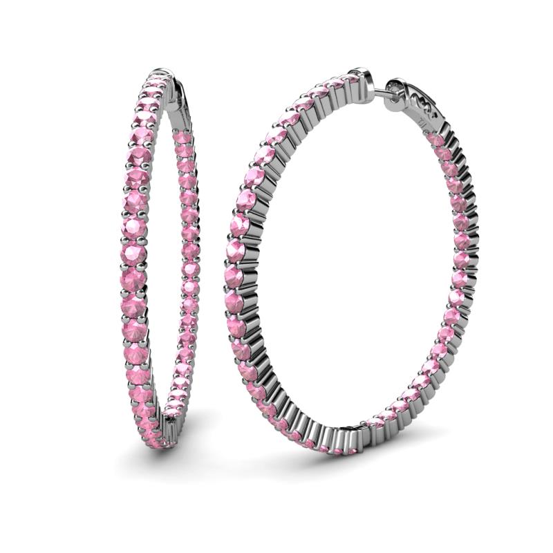 Carisa 4.73 ctw (2.70 mm) Inside Outside Round Pink Tourmaline Eternity Hoop Earrings 