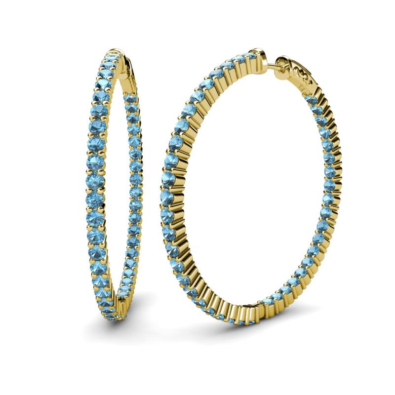 Carisa 5.59 ctw (2.70 mm) Inside Outside Round Blue Topaz Eternity Hoop Earrings 