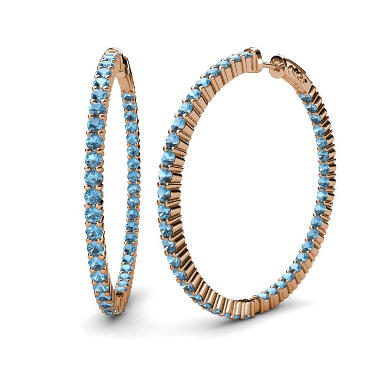 Carisa 5.59 ctw (2.70 mm) Inside Outside Round Blue Topaz Eternity Hoop Earrings 