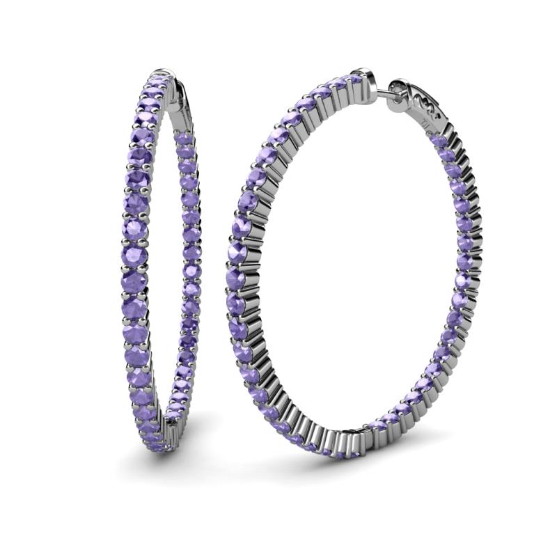 Carisa 4.73 ctw (2.70 mm) Inside Outside Round Iolite Eternity Hoop Earrings 