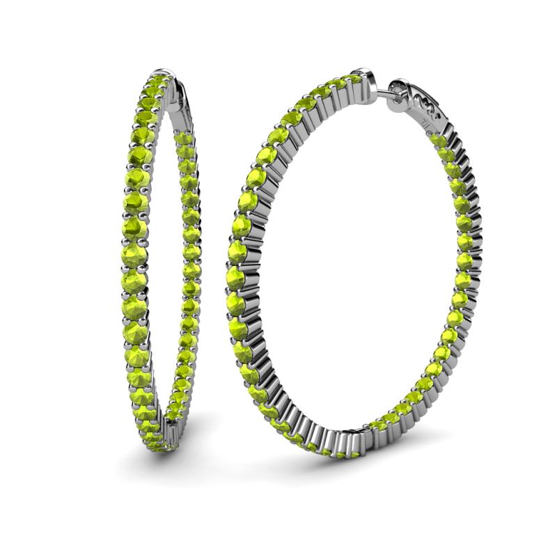 Carisa 7.22 ctw (2.70 mm) Inside Outside Round Peridot Eternity Hoop Earrings 