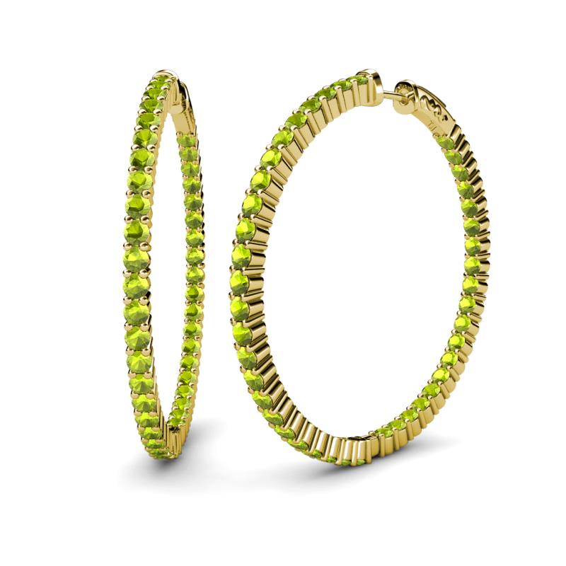 Carisa 7.22 ctw (2.70 mm) Inside Outside Round Peridot Eternity Hoop Earrings 