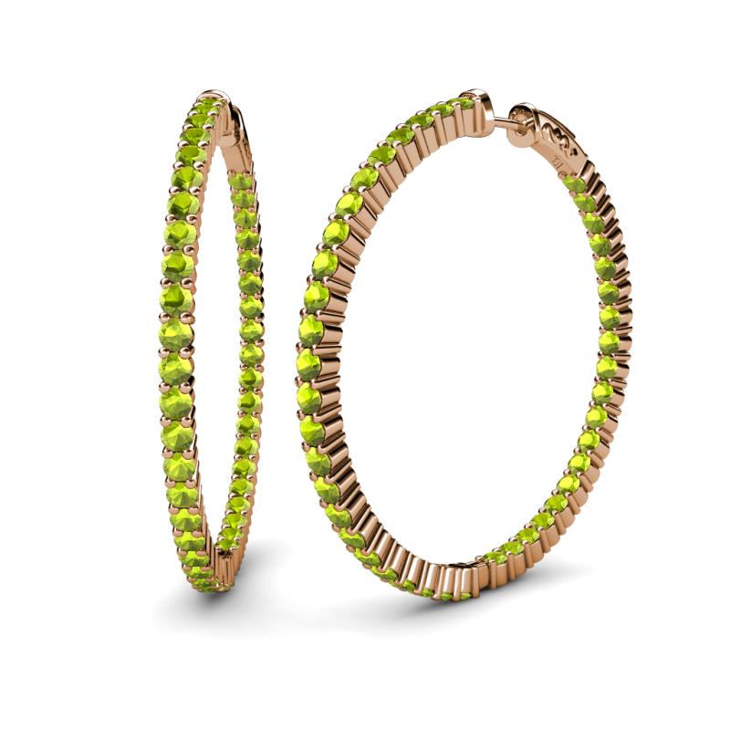 Carisa 7.22 ctw (2.70 mm) Inside Outside Round Peridot Eternity Hoop Earrings 