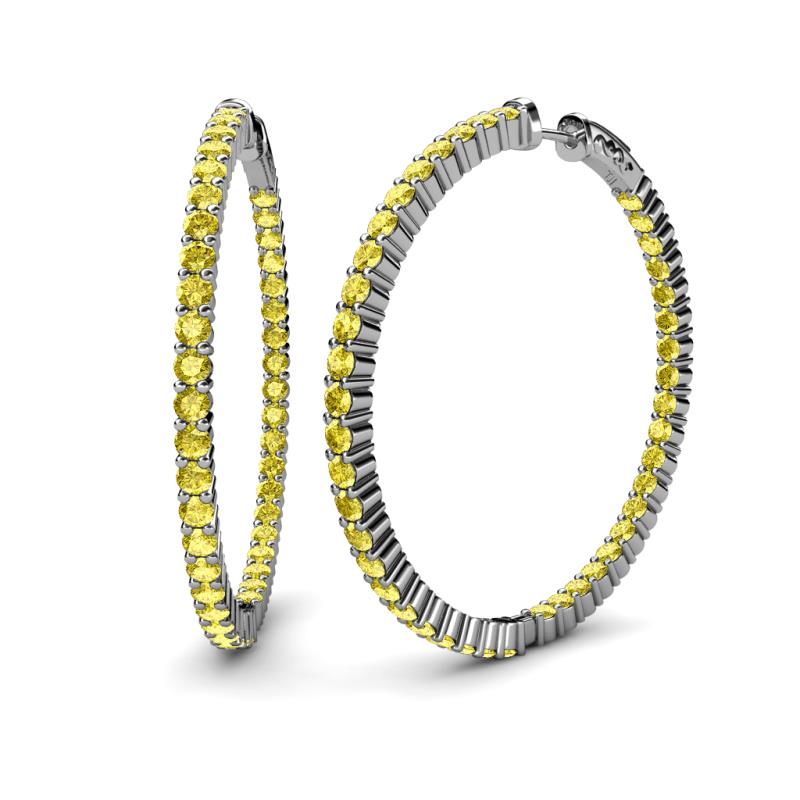 Carisa 6.45 ctw (2.70 mm) Inside Outside Round Yellow Sapphire Eternity Hoop Earrings 