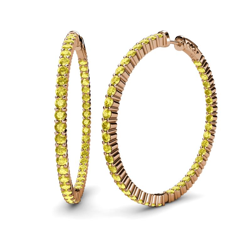 Carisa 6.45 ctw (2.70 mm) Inside Outside Round Yellow Sapphire Eternity Hoop Earrings 