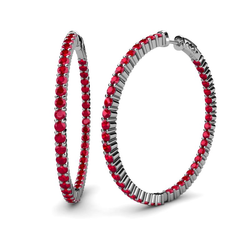 Carisa 6.45 ctw (2.70 mm) Inside Outside Round Ruby Eternity Hoop Earrings 