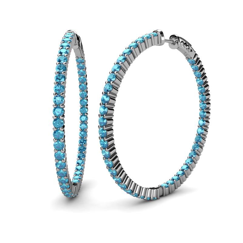Carisa 6.02 ctw (2.70 mm) Inside Outside Round London Blue Topaz Eternity Hoop Earrings 