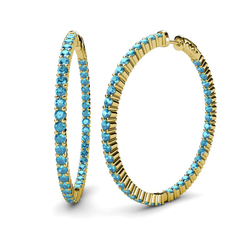 Carisa 6.02 ctw (2.70 mm) Inside Outside Round London Blue Topaz Eternity Hoop Earrings 