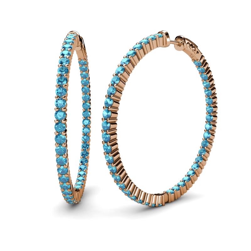 Carisa 6.02 ctw (2.70 mm) Inside Outside Round London Blue Topaz Eternity Hoop Earrings 