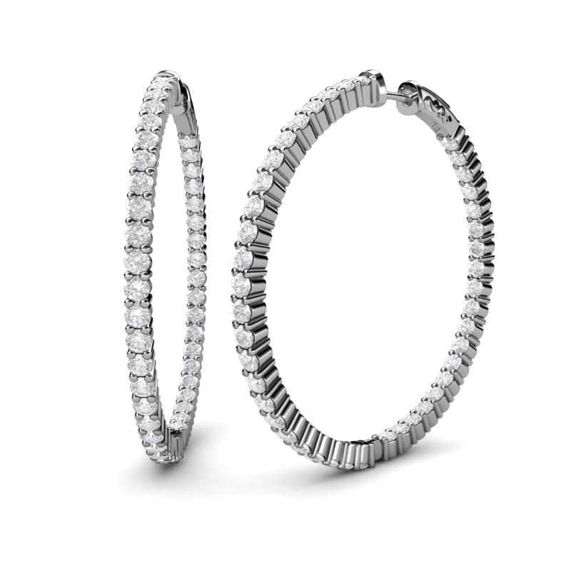 Carisa 6.45 ctw (2.70 mm) Inside Outside Round White Sapphire Eternity Hoop Earrings 