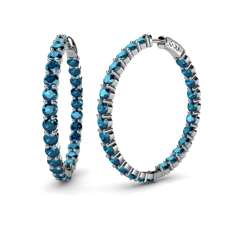 Carisa 3.50 mm Blue Diamond Hoop Earrings 