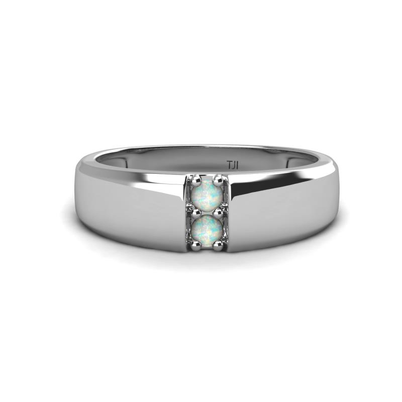 Ethan 3.00 mm Round Opal 2 Stone Men Wedding Ring 