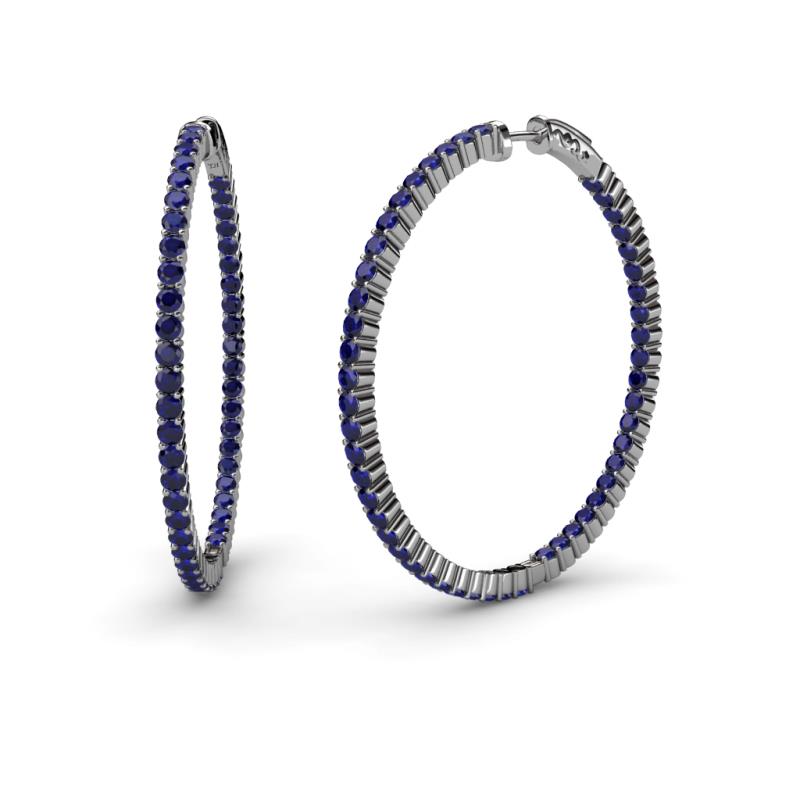 Carisa 2.50 ctw (1.80 mm) Inside Outside Round Blue Sapphire Eternity Hoop Earrings 