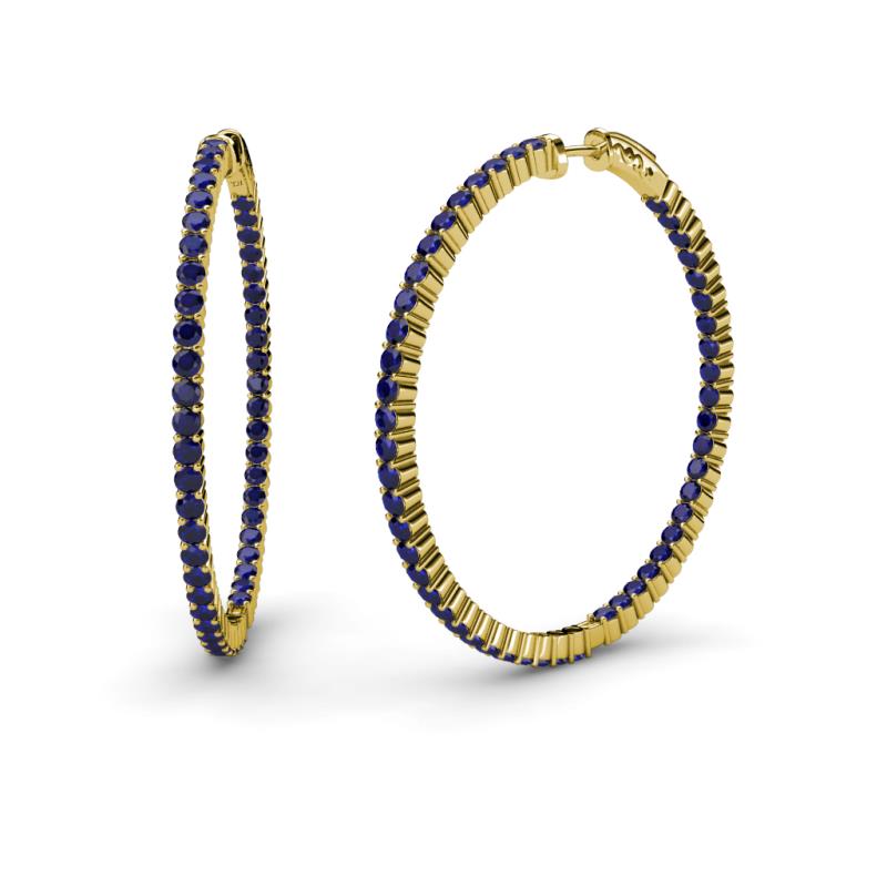 Carisa 2.50 ctw (1.80 mm) Inside Outside Round Blue Sapphire Eternity Hoop Earrings 