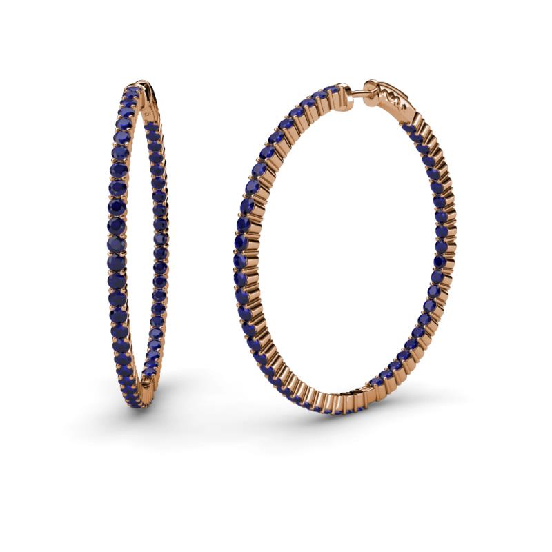 Carisa 2.50 ctw (1.80 mm) Inside Outside Round Blue Sapphire Eternity Hoop Earrings 