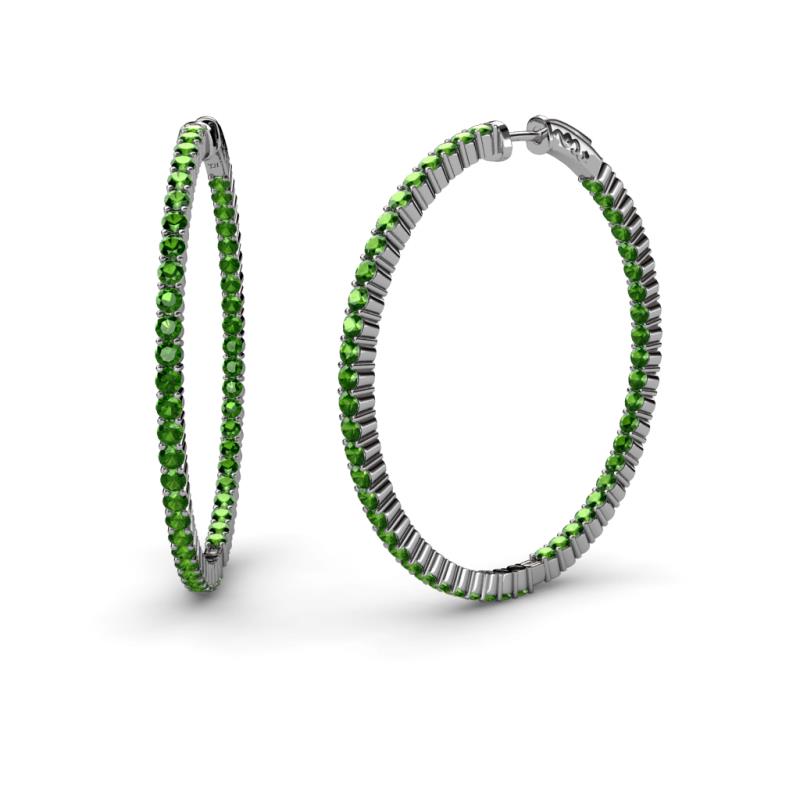 Carisa 2.63 ctw (1.80 mm) Inside Outside Round Green Garnet Eternity Hoop Earrings 
