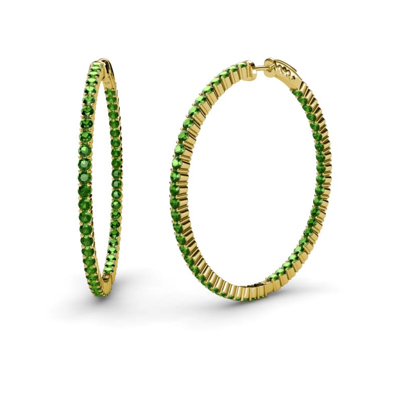 Carisa 2.63 ctw (1.80 mm) Inside Outside Round Green Garnet Eternity Hoop Earrings 