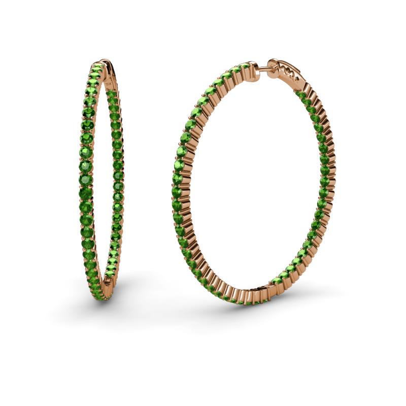Carisa 2.63 ctw (1.80 mm) Inside Outside Round Green Garnet Eternity Hoop Earrings 