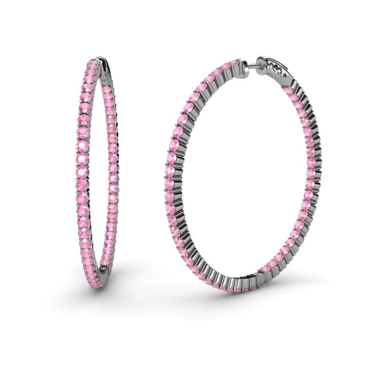 Carisa 1.70 ctw (1.80 mm) Inside Outside Round Pink Tourmaline Eternity Hoop Earrings 