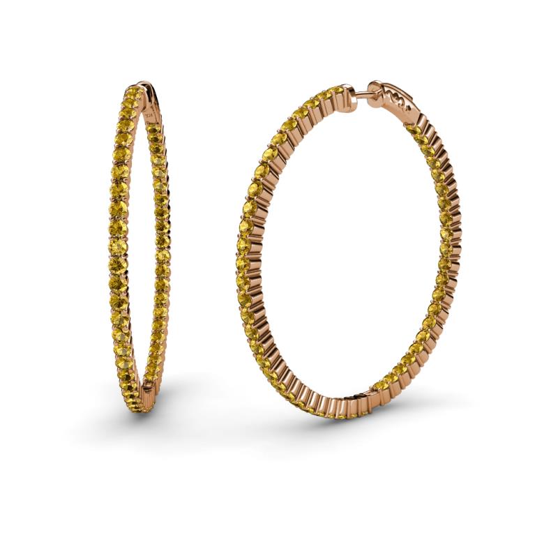 Carisa 1.70 ctw (1.80 mm) Inside Outside Round Citrine Eternity Hoop Earrings 