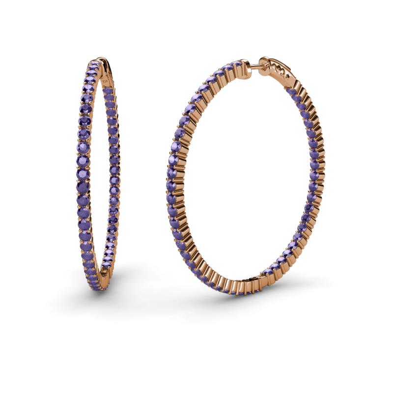 Carisa 1.70 ctw (1.80 mm) Inside Outside Round Iolite Eternity Hoop Earrings 