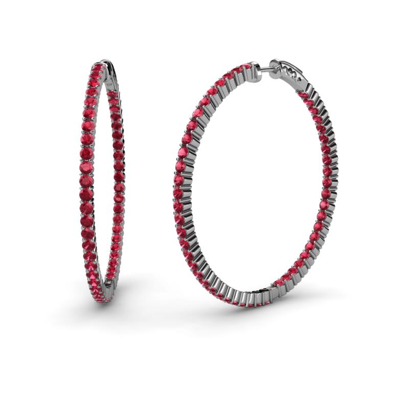 Carisa 2.50 ctw (1.80 mm) Inside Outside Round Ruby Eternity Hoop Earrings 