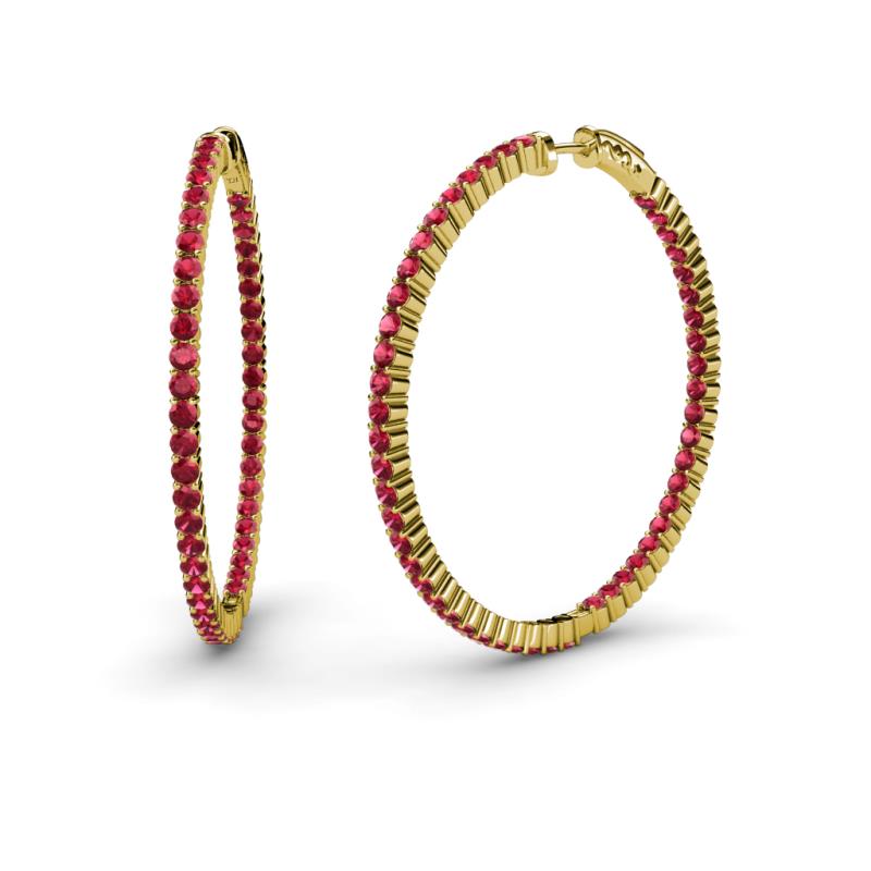 Carisa 2.50 ctw (1.80 mm) Inside Outside Round Ruby Eternity Hoop Earrings 
