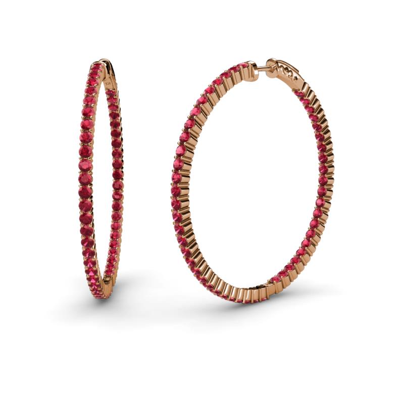 Carisa 2.50 ctw (1.80 mm) Inside Outside Round Ruby Eternity Hoop Earrings 