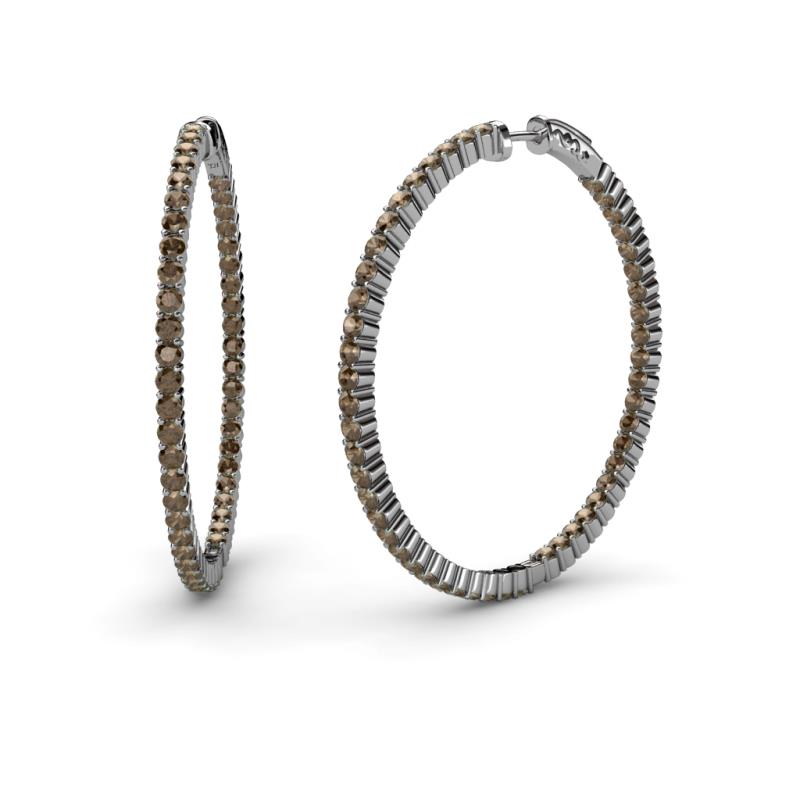 Carisa 2.50 ctw (1.80 mm) Inside Outside Round Smoky Quartz Eternity Hoop Earrings 
