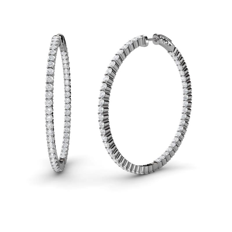 Carisa 2.50 ctw (1.80 mm) Inside Outside Round White Sapphire Eternity Hoop Earrings 