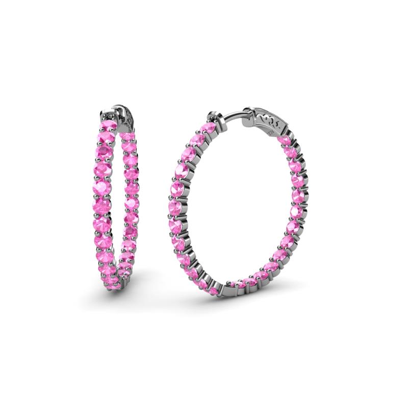 Carisa 1.89 ctw (2.30 mm) Inside Outside Round Pink Sapphire Eternity Hoop Earrings 