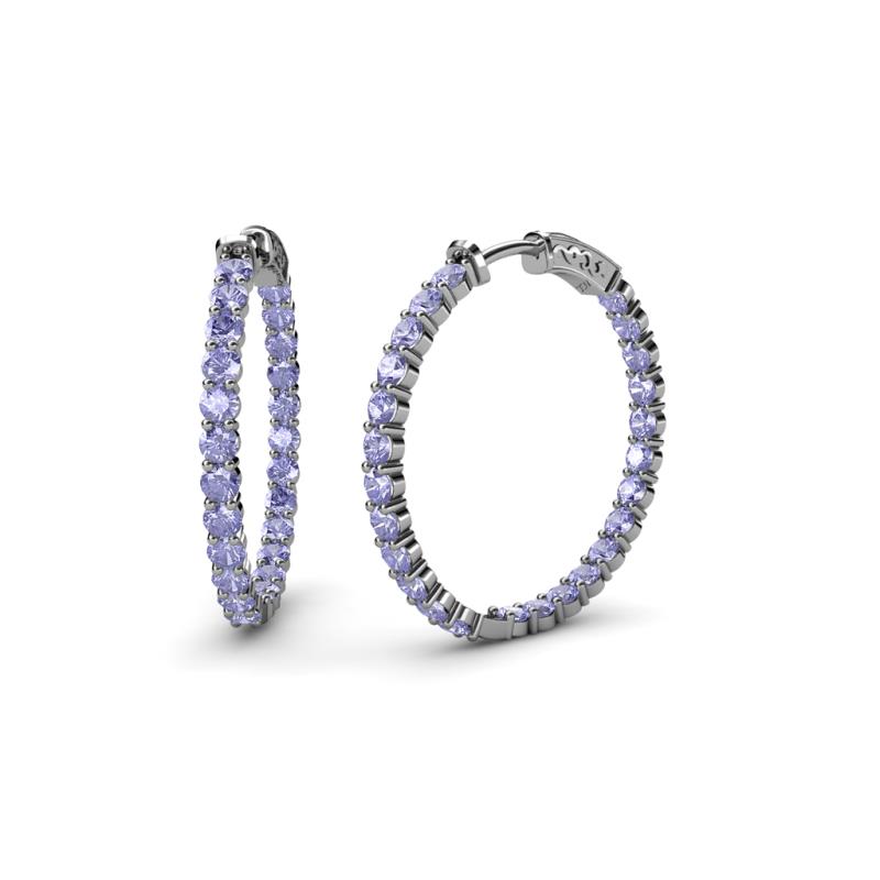Carisa 1.80 ctw (2.30 mm) Inside Outside Round Tanzanite Eternity Hoop Earrings 