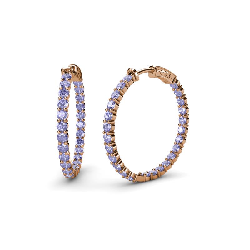 Carisa 1.80 ctw (2.30 mm) Inside Outside Round Tanzanite Eternity Hoop Earrings 