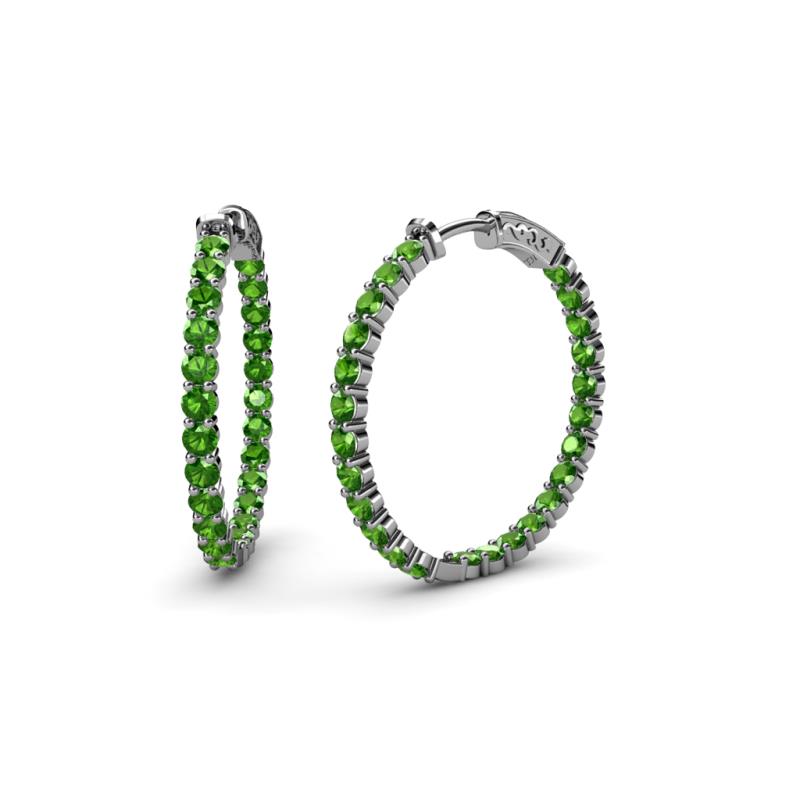 Carisa 2.10 ctw (2.30 mm) Inside Outside Round Green Garnet Eternity Hoop Earrings 