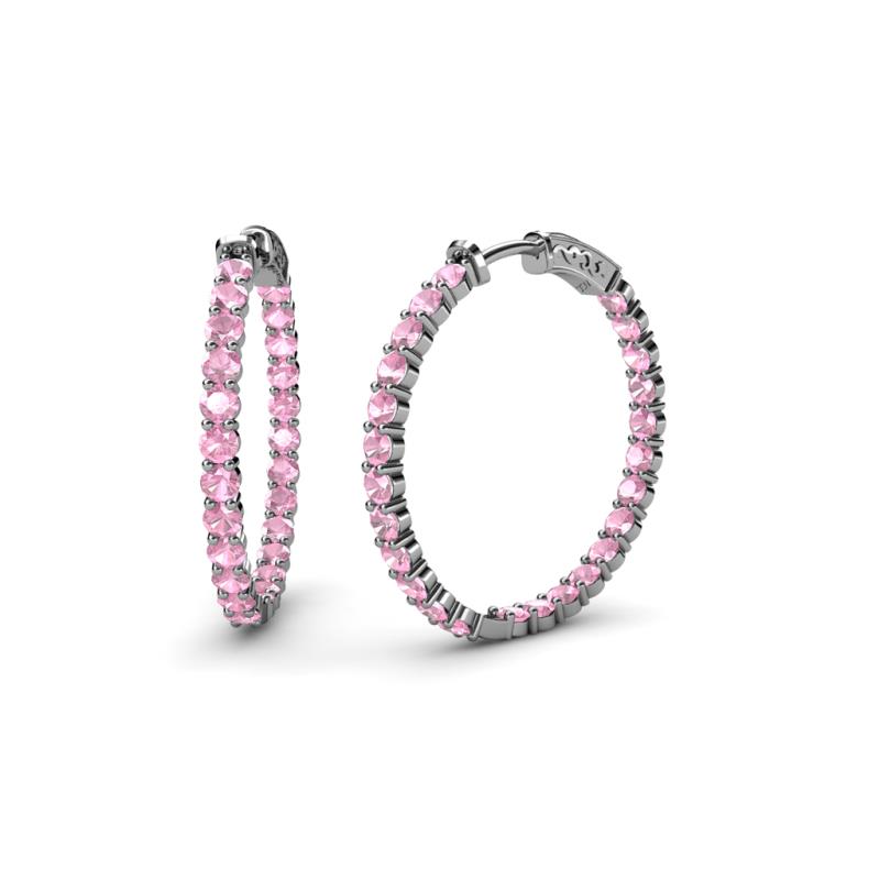 Carisa 2.00 ctw (2.30 mm) Inside Outside Round Pink Tourmaline Eternity Hoop Earrings 