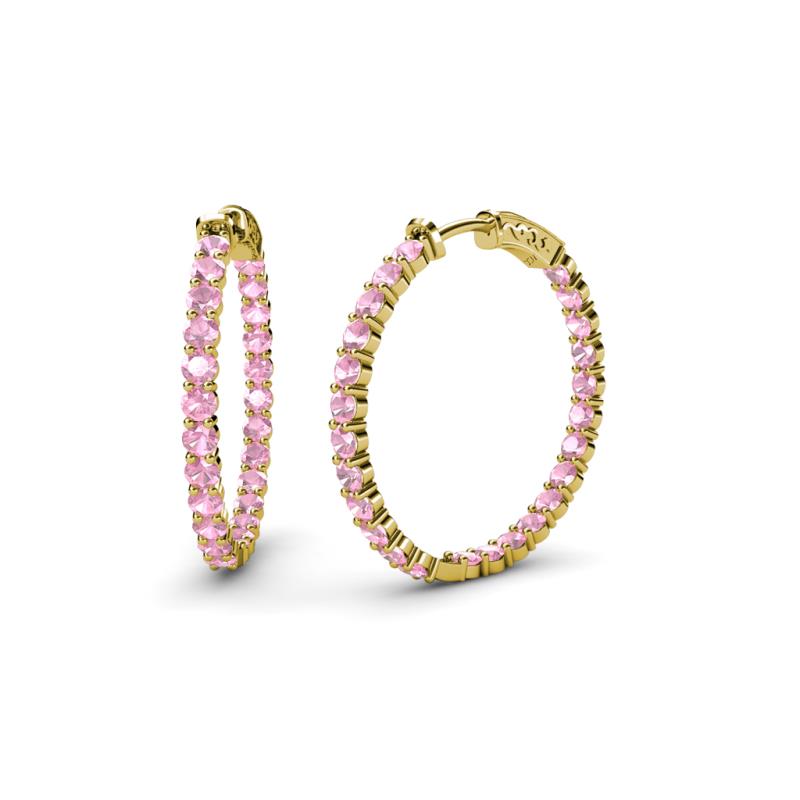 Carisa 2.00 ctw (2.30 mm) Inside Outside Round Pink Tourmaline Eternity Hoop Earrings 