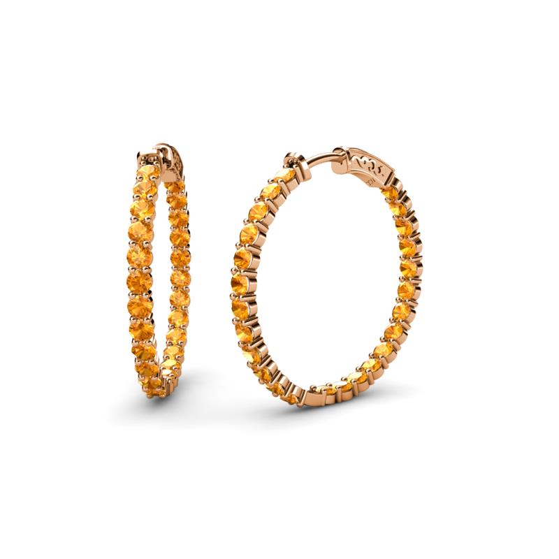 Carisa 1.20 ctw (2.30 mm) Inside Outside Round Citrine Eternity Hoop Earrings 
