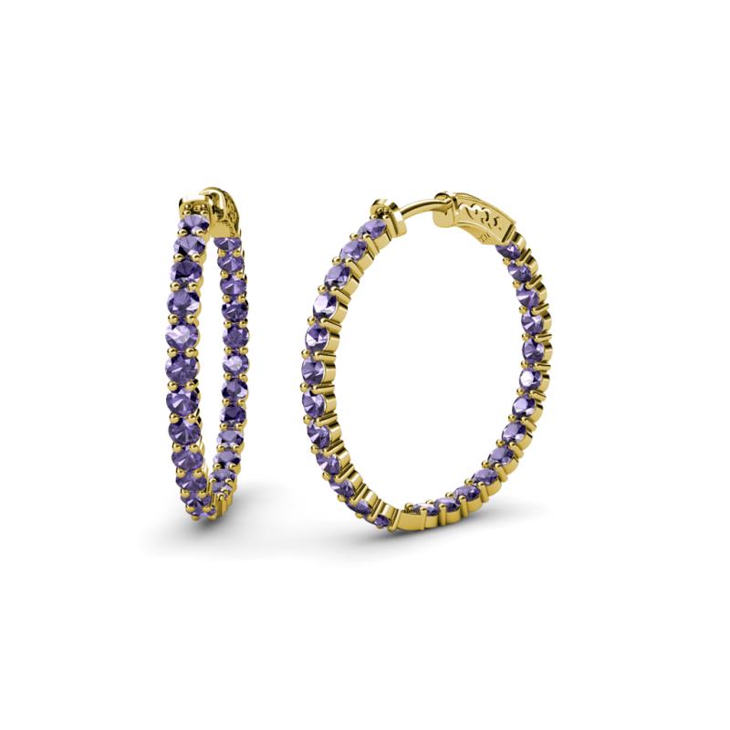 Carisa 1.20 ctw (2.30 mm) Inside Outside Round Iolite Eternity Hoop Earrings 