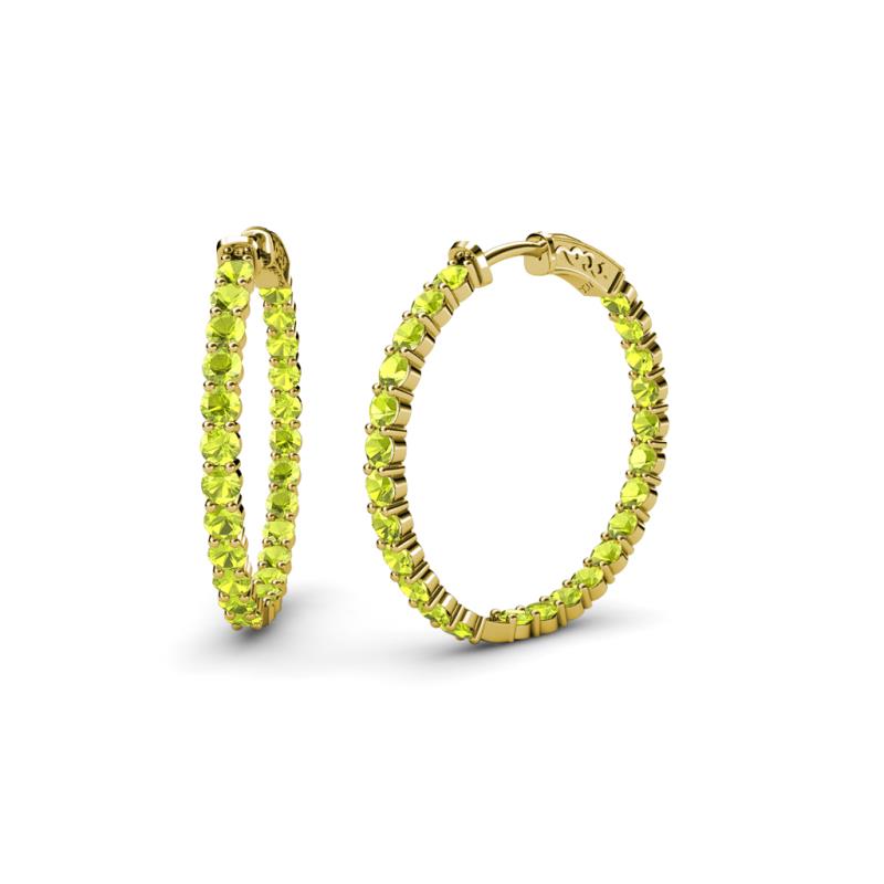 Carisa 2.00 ctw (2.30 mm) Inside Outside Round Peridot Eternity Hoop Earrings 