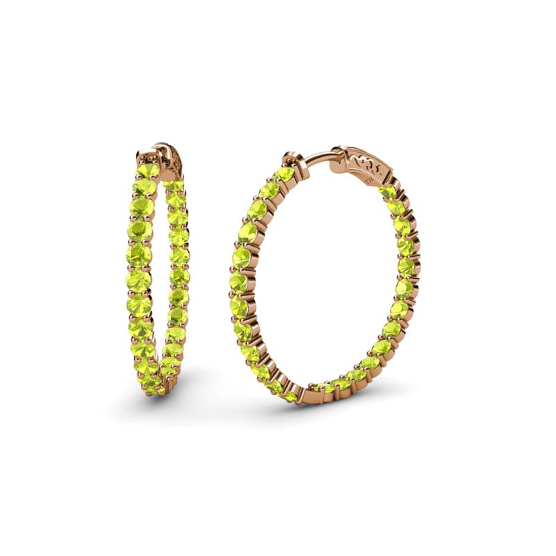 Carisa 2.00 ctw (2.30 mm) Inside Outside Round Peridot Eternity Hoop Earrings 