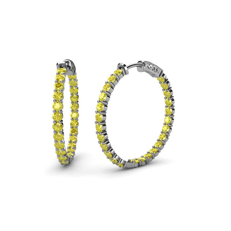Carisa 2.00 ctw (2.30 mm) Inside Outside Round Yellow Sapphire Eternity Hoop Earrings 