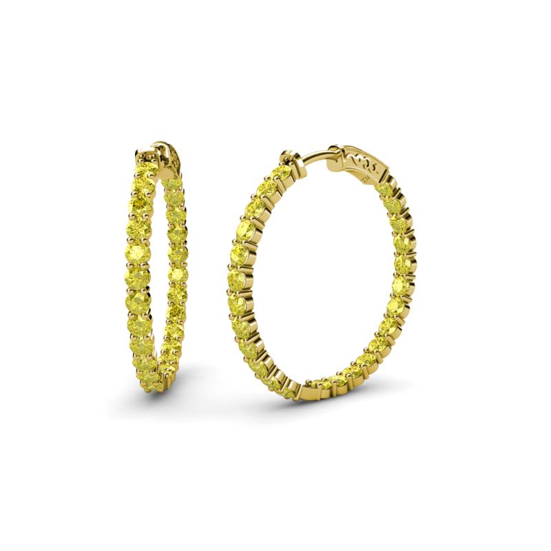 Carisa 2.00 ctw (2.30 mm) Inside Outside Round Yellow Sapphire Eternity Hoop Earrings 